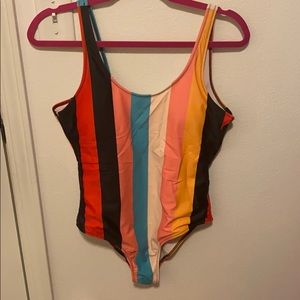 Striped one piece swimsuit
